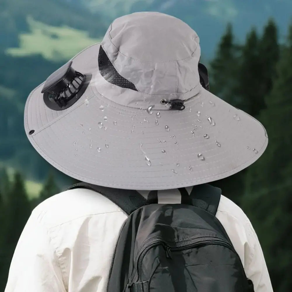 Chapeau Ventilateur Solaire à Double Ventilation – 3 Vitesses, Protection UV et Large Bord. Reste au frais même sous 40°