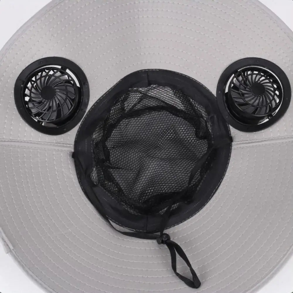 Chapeau Ventilateur Solaire à Double Ventilation – 3 Vitesses, Protection UV et Large Bord. Reste au frais même sous 40°
