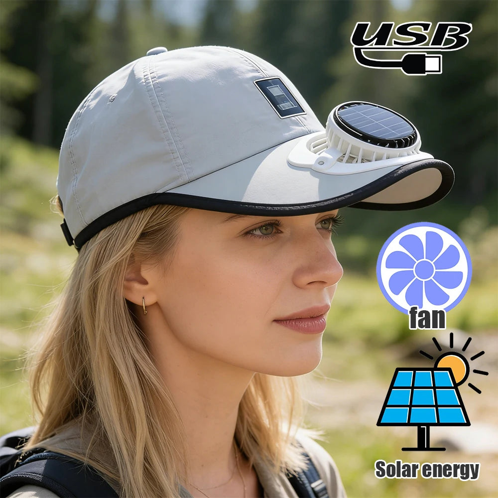 Casquette Ventilateur Solaire
Restez au frais même sous 40°C !
Casquette respirante avec ventilateur intégré, recharge solaire et USB, protection anti-UV, idéale pour la plage, la randonnée, la pêche, le camping et tous vos travaux en extérieur.