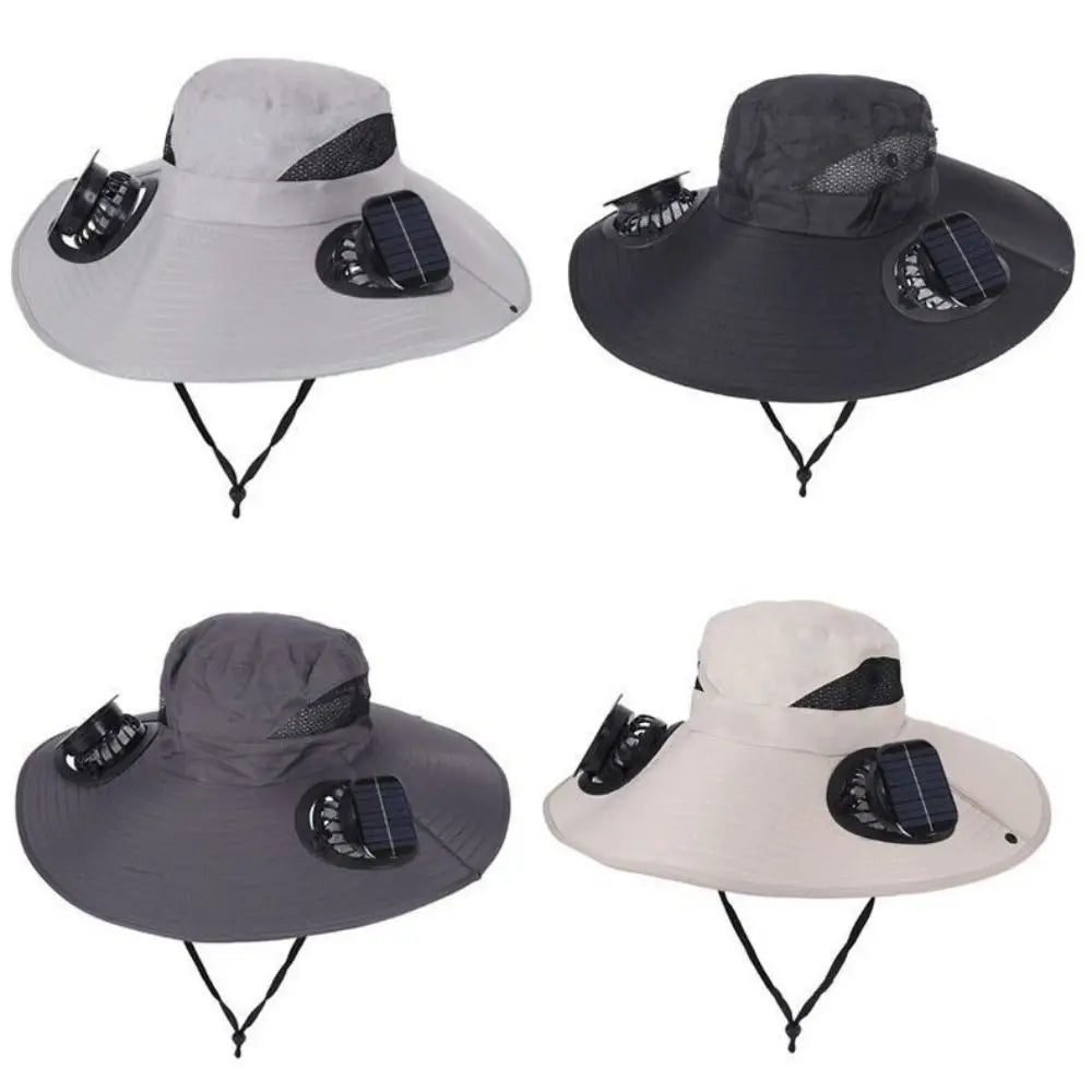 Chapeau Ventilateur Solaire à Double Ventilation – 3 Vitesses, Protection UV et Large Bord. Reste au frais même sous 40°